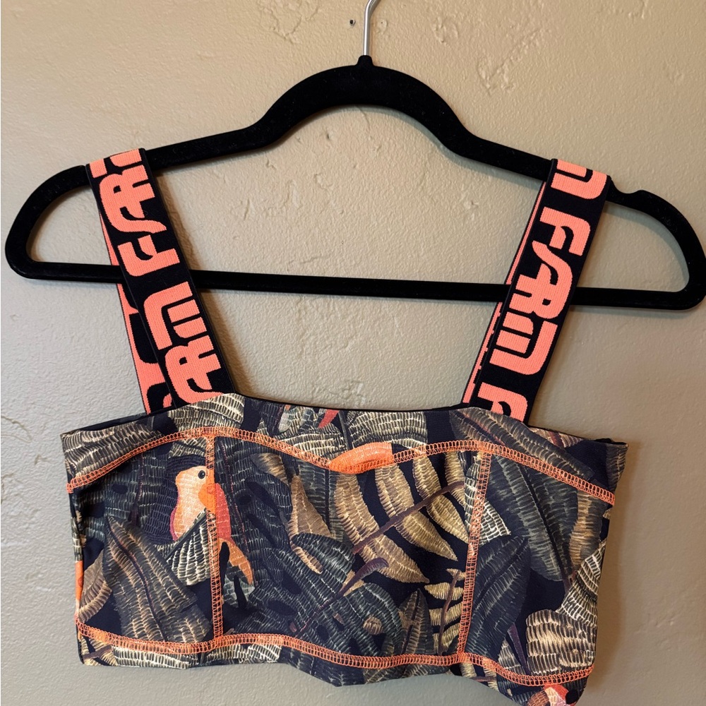 FARM Rio Tropical Print Crop Top with Bold Straps Workout